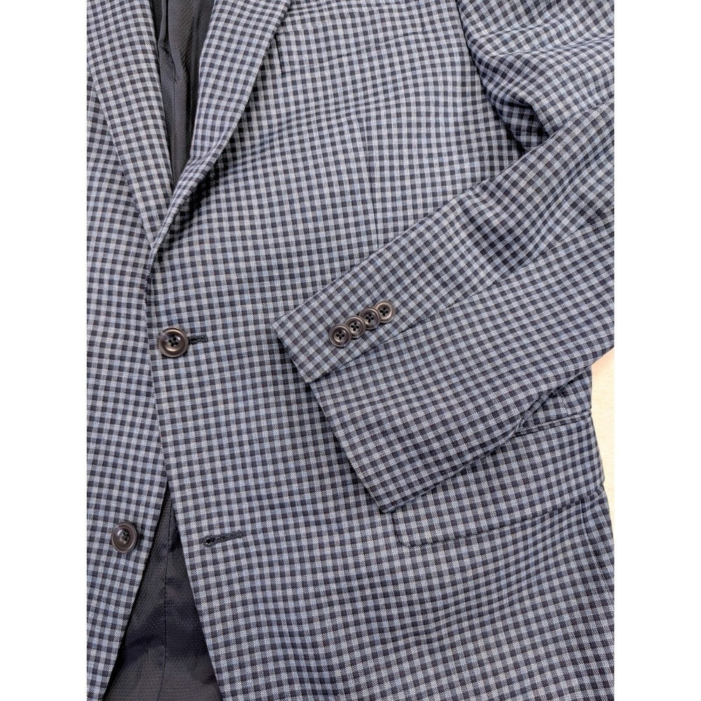 Michael Kors Sport Coat Blazer Mens 44L Blue Check Two Button Double Vent
